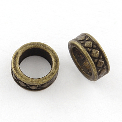 Antique Bronze Tibetan Style Alloy Beads, Cadmium Free & Lead Free, Donut, Antique Bronze, 7.5x3mm, Hole: 5mm, about 2702pcs/1000g