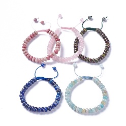 Pierre Mélangete Bracelets réglables en perles tressées avec pierres naturelles et synthétiques, avec cordon en nylon, 2 pouces ~ 2-1/2 pouces (5.2~6.6 cm)