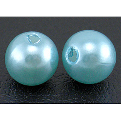 Cyan Perles acryliques en nacre d'imitation , teint, ronde, cyan, 8x7.5mm, trou: 2 mm, environ 1900 pièces / livre