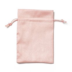 Light Coral Velvet Cloth Drawstring Bags, Jewelry Bags, Christmas Party Wedding Candy Gift Bags, Rectangle, Light Coral, 15x10cm