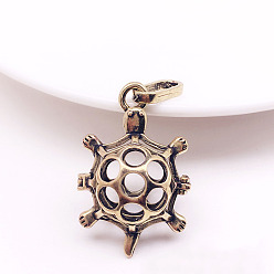 Античная Бронза Подвески из латунных бусин в тибетском стиле, для ожерелья, амулет с полой черепахой, античная бронза, 29x20.5x15 мм, отверстие : 9.5x4 мм