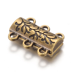 Antique Bronze Alloy Magnetic Clasps with Loops, Antique Bronze, 14x19x6mm, Hole: 2mm