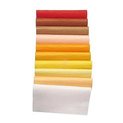 Color mezclado Tejido no tejido bordado fieltro de aguja para manualidades bricolaje, plaza, color amarillo gradual, 298~300x298~300x1 mm, 10 pcs / juego