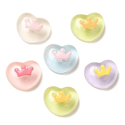 Heart Cartoon Translucent Reisn Cabochons, for Jewelry Making, Mixed Color, Heart, 11x13.5x7.5mm
