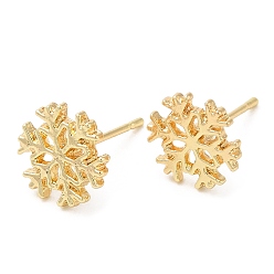 Light Gold Snowflake Alloy Stud Earrings for Women, with 304 Stainless Steel Steel Pin, Cadmium Free & Lead Free, Light Gold, 9.5x9mm