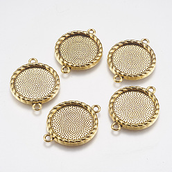 Antique Golden Zinc Alloy Cabochon Connector Settings, Flat Round, DIY Findings for Jewelry Making, Cadmium Free & Lead Free, Antique Golden, 33x25x3mm, Hole: 2mm