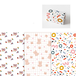 Number 6 лист 3 стильная бумага для упаковки подарков, прямоугольные, сложенный букет цветов украшение оберточной бумаги, Медведь Pattern, 700x500 мм, 2 лист / стиль
