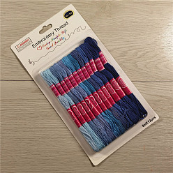 Azul 12 ovillos 12 colores 6 hilo de bordar de polialgodón (algodón poliéster), hilos de punto de cruz, degradado de color, azul, 0.8 mm, 8m(8.74 yardas)/madeja