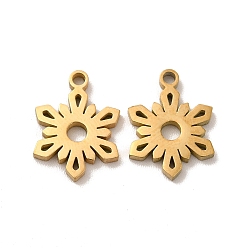 Golden Ion Plating(IP) 304 Stainless Steel Charms, Christmas Snowflake, Golden, 13.5x10x1.4mm, Hole: 1.4mm