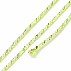 Jaune Vert Cordon filigrane polycoton, corde tressée, avec bobine en plastique, pour accrocher au mur, artisanat, emballage cadeau, jaune vert, 1.5mm, environ 21.87 yards (20m)/rouleau
