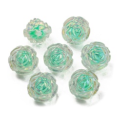 Aqua Placage uv perles acryliques irisées arc-en-ciel, perle bicolore en perle, rose, Aqua, 15.5x16x15mm, Trou: 3mm