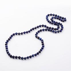 Lapis Lazuli Natural Lapis Lazuli Necklaces, Beaded Necklaces, Dyed, Frosted, 37 inch