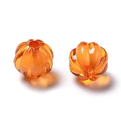 Rouge Orange Thème d'automne perles acryliques transparentes, Perle en bourrelet, ronde, citrouille, rouge-orange, 10mm, Trou: 2mm, environ1100 pcs / 500 g