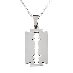 Stainless Steel Color 201 Stainless Steel Pendants Necklaces, with Cable Chains and Lobster Claw Clasps, Blade, Stainless Steel Color, 17.71 inch(45cm), 1.5mm