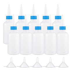 White Plastic Glue Bottles Sets, with Transparent Plastic Funnel Hopper, White, 45.5x145.5mm, Capacity: 100ml, 20pcs/set