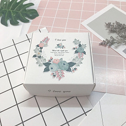 Flor Cajas de regalo de papel plegables, cajas de jabón hechas a mano, plaza, flor, 7.5x7.5x3 cm