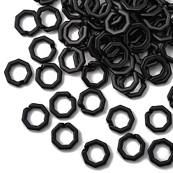 Black Opaque Spray Painted Acrylic Linking Rings, Quick Link Connectors, for Cable Chains Making, Frosted, Octagon, Black, 25.5x25.5x5.5mm, Inner Diameter: 16x16mm, about: 260pcs/500g