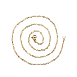 Oro 304 collar de cadenas de cable de acero inoxidable para hombres y mujeres, dorado, amplia: 2 mm, 17.72 pulgada (45 cm)