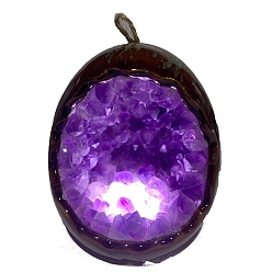 Amatista Lámpara colgante huevo de dragón amatista, adorno curativo de cristal, decoraciones para el hogar, 90x105 mm