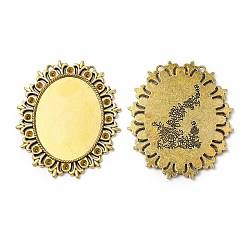 Antique Golden Tibetan Style Cabochon Settings  for Cabochon & Rhinestone, Lead Free & Cadmium Free, Antique Golden, 56x49x2mm, Hole: 1mm, Tray: 40x30mm&3mm