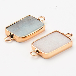 Amazonite Natural Amazonite Links, with Light Gold Plated Edge Brass Loops, Rectangle, 28.5x15x3.5mm, Hole: 2mm