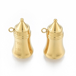 Золотой Ионное покрытие (ip) 304 подвески из нержавеющей стали, Бутылочка для кормления, золотые, 30x18x16 мм, отверстие : 2.5 мм