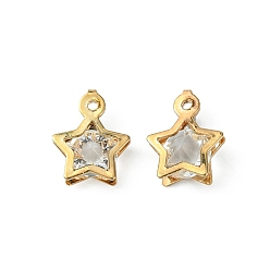 Golden Crystal Glass Rhinestone Pendants, with Iron Finding, Star Charms, Golden, 14x11x5.5mm, Hole: 1.2mm
