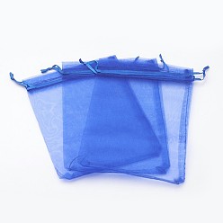 Dark Blue Organza Bags, Rectangle, Dark Blue, 18x13cm