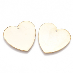 Real 18K Gold Plated Brass Pendants, Heart, Nickel Free, Real 18K Gold Plated, 28x29x1mm, Hole: 1mm