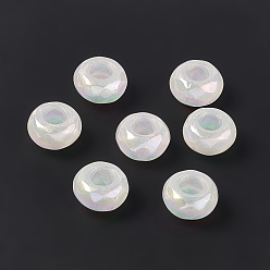 White Opaque Acrylic Beads, AB Color, Faceted, Rondelle, White, 13x7.2mm, Hole: 5.8mm