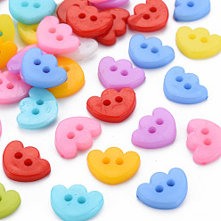Mixed Color 2-Hole Plastic Buttons, Ingot, Mixed Color, 11.5x15x3mm, Hole: 2mm