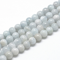 Aquamarine Natural Aquamarine Beads Strands, Grade AB, Round, 8~9mm, Hole: 1mm, about 45~48pcs/strand, 15.7 inch