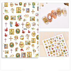Cross Pegatinas de arte de uñas, autoadhesivo, para decoraciones con puntas de uñas, patrón de cruz, 10x8 cm