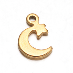 Golden 304 Stainless Steel Moon Charms, Golden, 11x7x1mm, Hole: 1.5mm