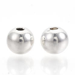 Argent Ccb perles en plastique, ronde, couleur argent plaqué, 5.5~6x5mm, trou: 1.8 mm, environ 4280 pcs / 500 g