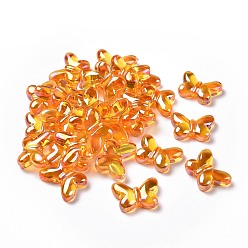 Orange Placage uv perles acryliques irisées arc-en-ciel, papillon, orange, 20x14.5x5mm, Trou: 1.6mm