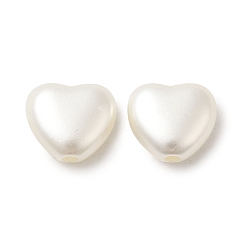 (7BDF) Прозрачный морозный бирюзовый Абс имитация жемчужные бусины, сердце, призрачный белый, 9.5x10.5x5 мм, отверстие : 1.8 мм