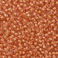 (963) Inside Color Crystal/Apricot Lined Toho perles de rocaille rondes, perles de rocaille japonais, (963) intérieur couleur cristal / abricot doublé, 11/0, 2.2mm, Trou: 0.8mm, environ5555 pcs / 50 g