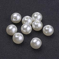 Marfil Abalorios de perla imitación de acrílico, rondo, blanco cremoso, 8 mm, agujero: 1.8~2 mm, Sobre 2000 unidades / 500 g