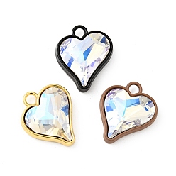 Mixed Color Glass Imitation Austrian Crystal Pendants, with Brass Findings, Heart, Mixed Color, 22x18.5x7mm, Hole: 3mm