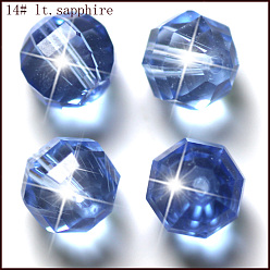 Светло-Голубой Имитация Австрийские кристаллические шарики, класс AAA, граненые, круглые, Небесно-голубой, 10 мм, отверстие : 0.9~1 мм