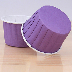 Pourpre Moyen Moules à cupcakes en papier, supports de moules à muffins ingraissables emballages de cuisson, support violet, 68x39mm, environ 50 pcs / ensemble