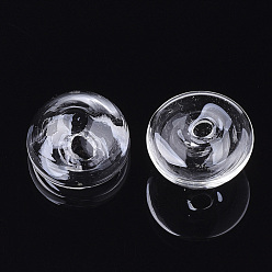 Clear Handmade Blown Glass Bottles, for Glass Vial Pendants Making, Half Round, Clear, 25.5x14.5~15.5mm, Half Hole: 4~5mm