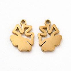 Golden Ion Plating(IP) 304 Stainless Steel Charms, Flower, Golden, 13x9.5x1.4mm, Hole: 1.4mm