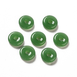 Green Glass Linking Rings, Imitation Jade, Round Ring, Green, 10x3.5mm, Inner Diameter: 2.5mm