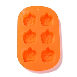 Dark Orange Halloween Theme Pumpkin Cake Decoration Food Grade Silicone Molds, Fondant Molds, for Chocolate, Candy, UV Resin & Epoxy Resin Craft Making, Dark Orange, 273x173x24mm, Inner Diameter: 62x57mm