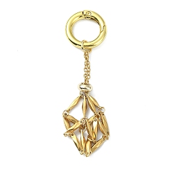 Oro 304 llaveros de bolsa de acero inoxidable, con cierres de anillo de resorte de aleación, dorado, 7.6 cm