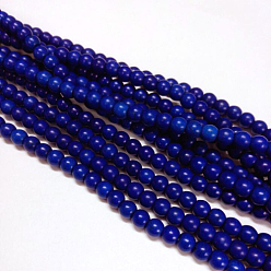 Bleu Moyen  Perles synthétiques turquoise brins, teint, ronde, bleu moyen, 8mm, Trou: 1mm, Environ 50 pcs/chapelet, 15.35 pouce