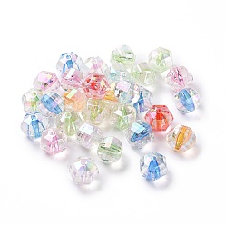 Mixed Color Transparent Acrylic Beads, Hexagon, Mixed Color, 15.5~16x17.5~18x14mm, Hole: 2.5mm