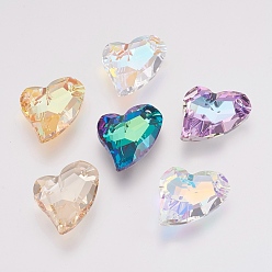 Mixed Color K9 Glass Rhinestone Pendants, Imitation Austrian Crystal, Faceted, Heart, Mixed Color, 27x19x8mm, Hole: 1.5mm